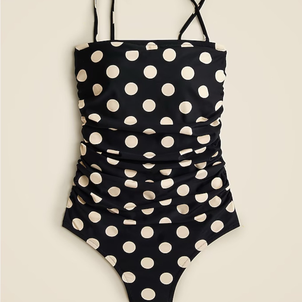 J. Crew Black and White Polka Dot One Piece Swimsuit
